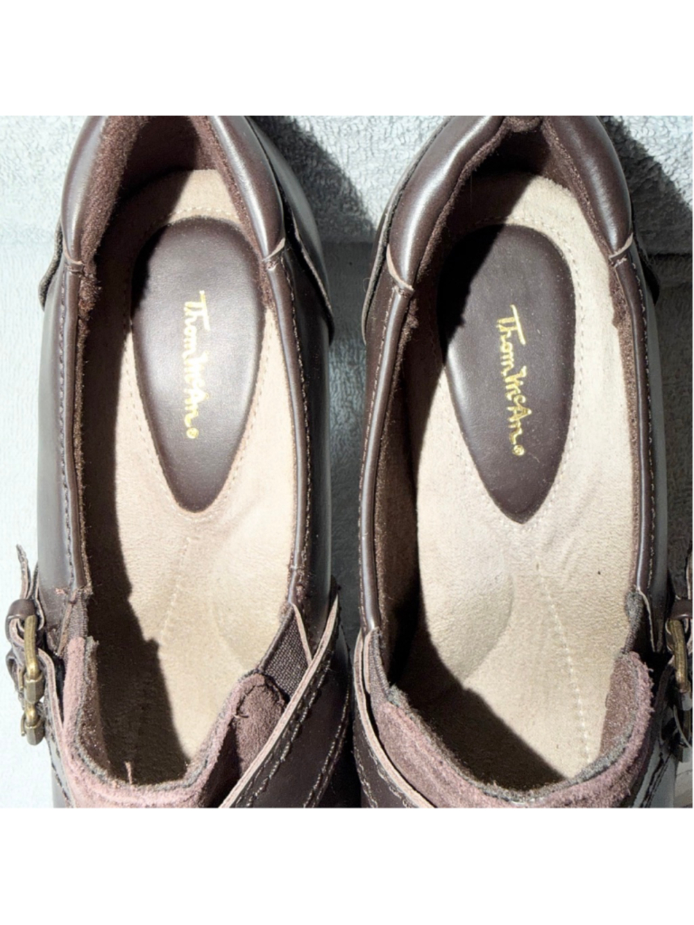 NOS Vintage Women’s Size 8W Thom McAn Leather Heel Clogs/Mules Brown Dress Shoes - Picture 3 of 10